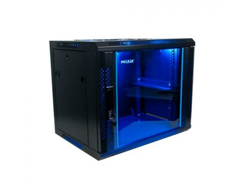 Armario rack mural PHASAK 12U 600x450 negro +